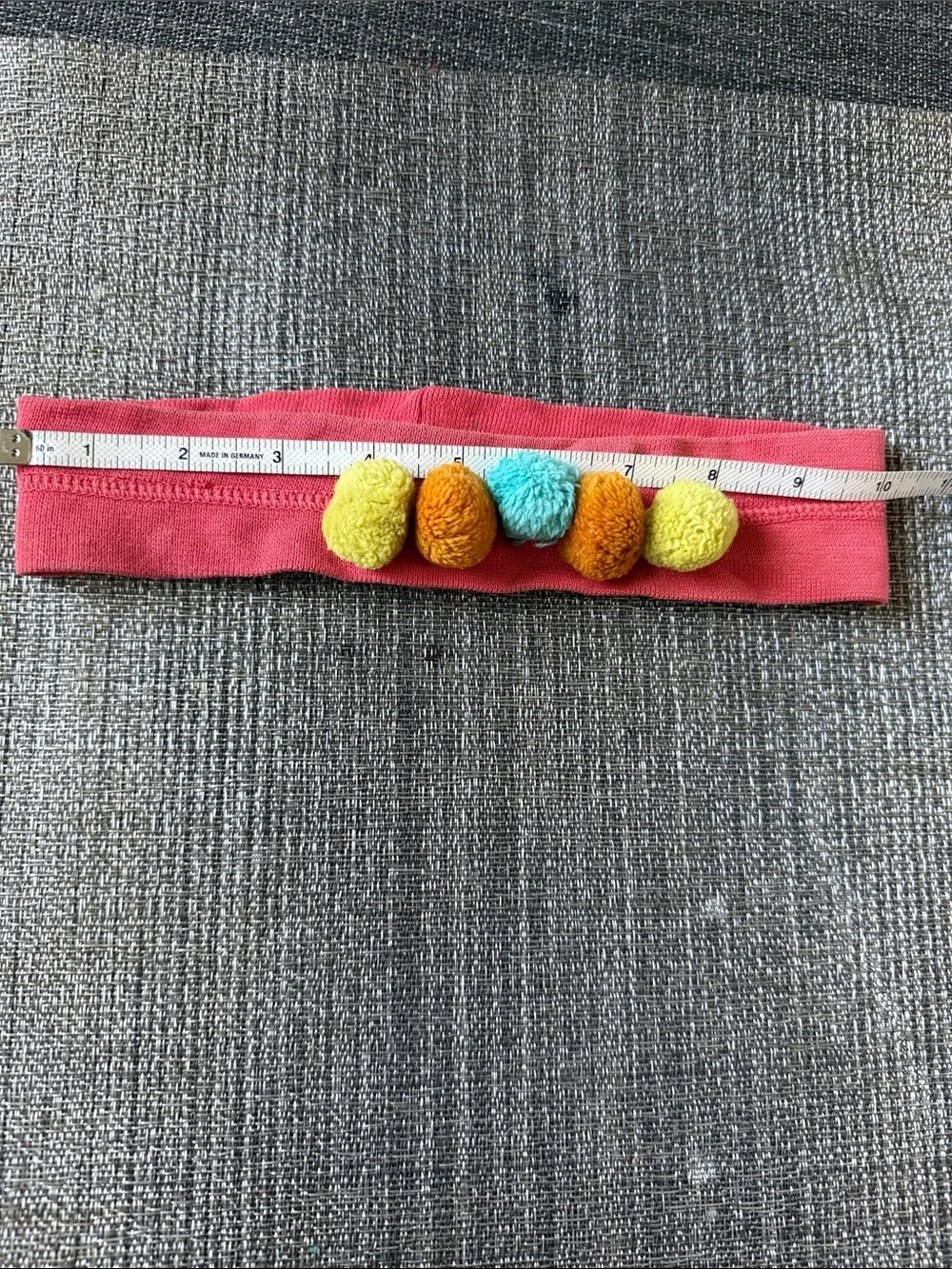 Oilily Coral Pink Headband with Yellow, Orange and Teal Pom-Poms